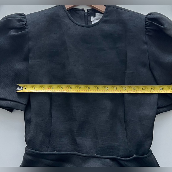 Carolina Herrera Saks Fifth Avenue Silk Black puff sleeve Dress asymmetric goth - Picture 4 of 5